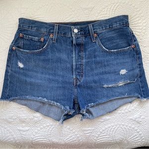 Levi’s 501 Button Fly Cutoff Denim Jeans Shorts 32 Dark 100% Cotton High Rise